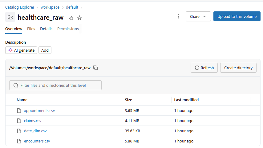 Databricks data load screenshot